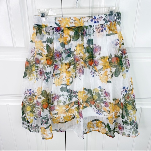 Jealous Tomato Cream Floral Pleated Full Skirt S - Picture 2 of 5